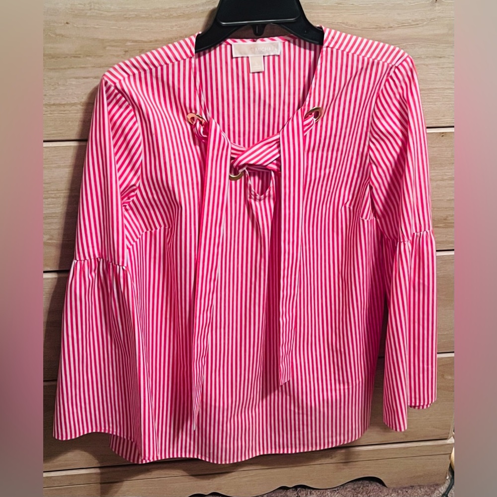 Michael Kors Striped Bell Sleeve Top Size L